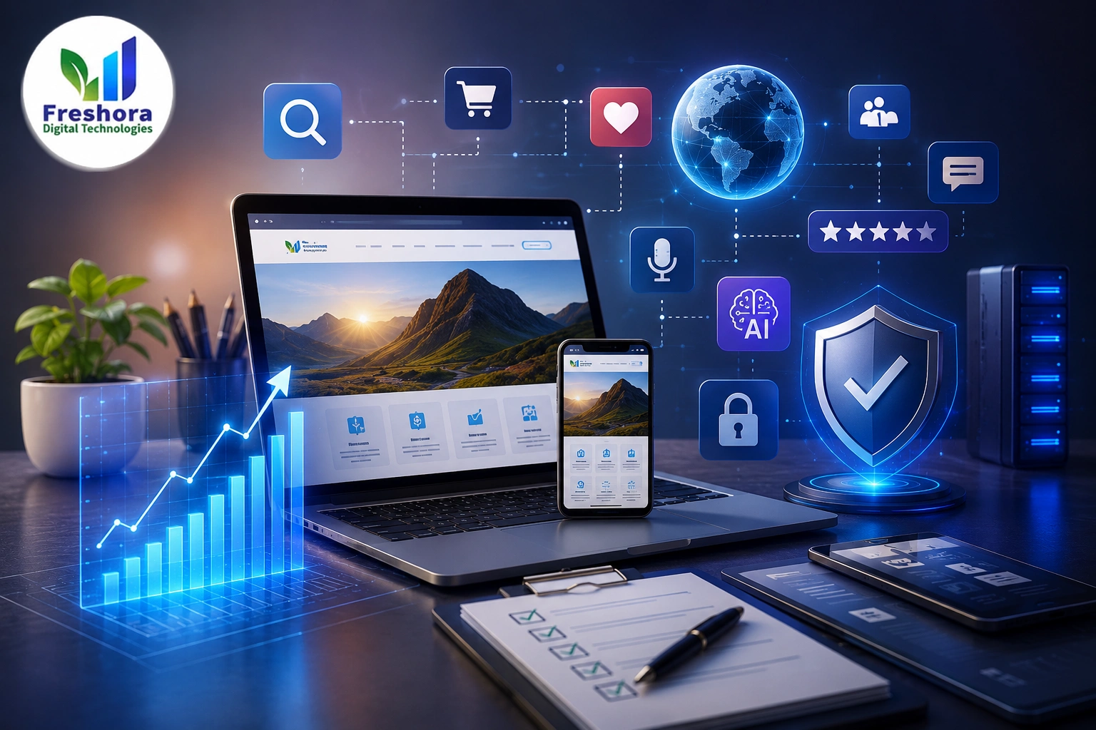 Freshora Digital Technologies developer building a professional business website in Trichy
